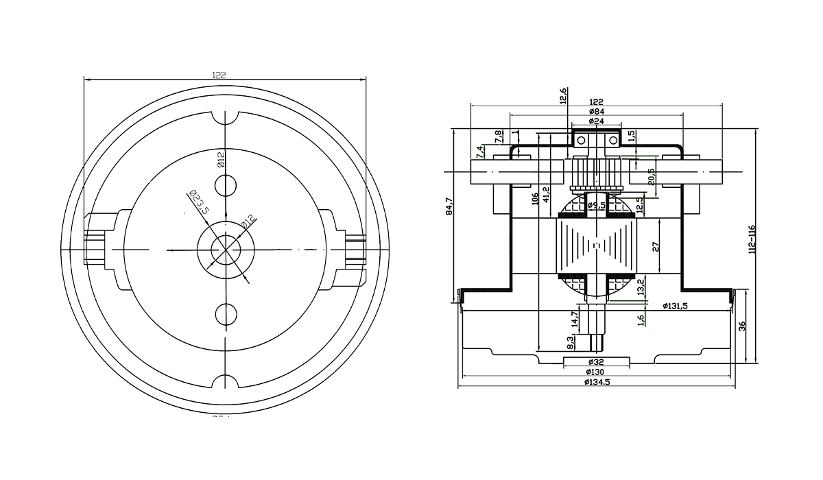 1200-2200w PH高真空度低噪音吸尘器电机-888集团