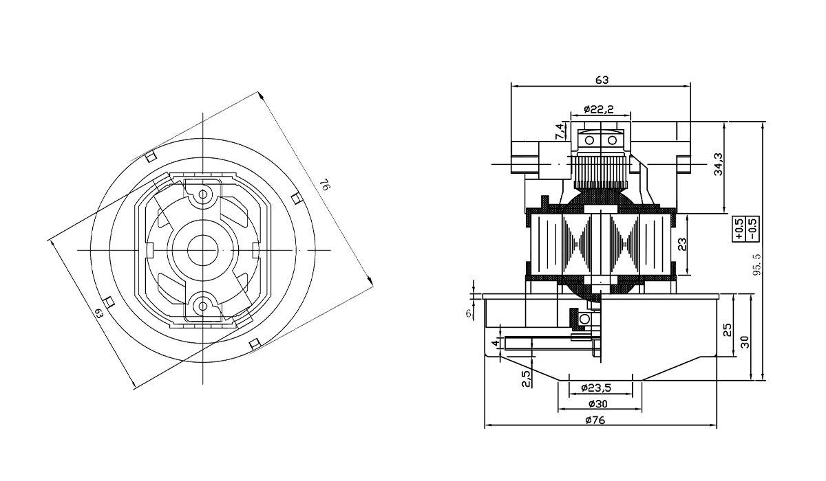 300W 76mm 除螨电机、吸尘器电机-888集团