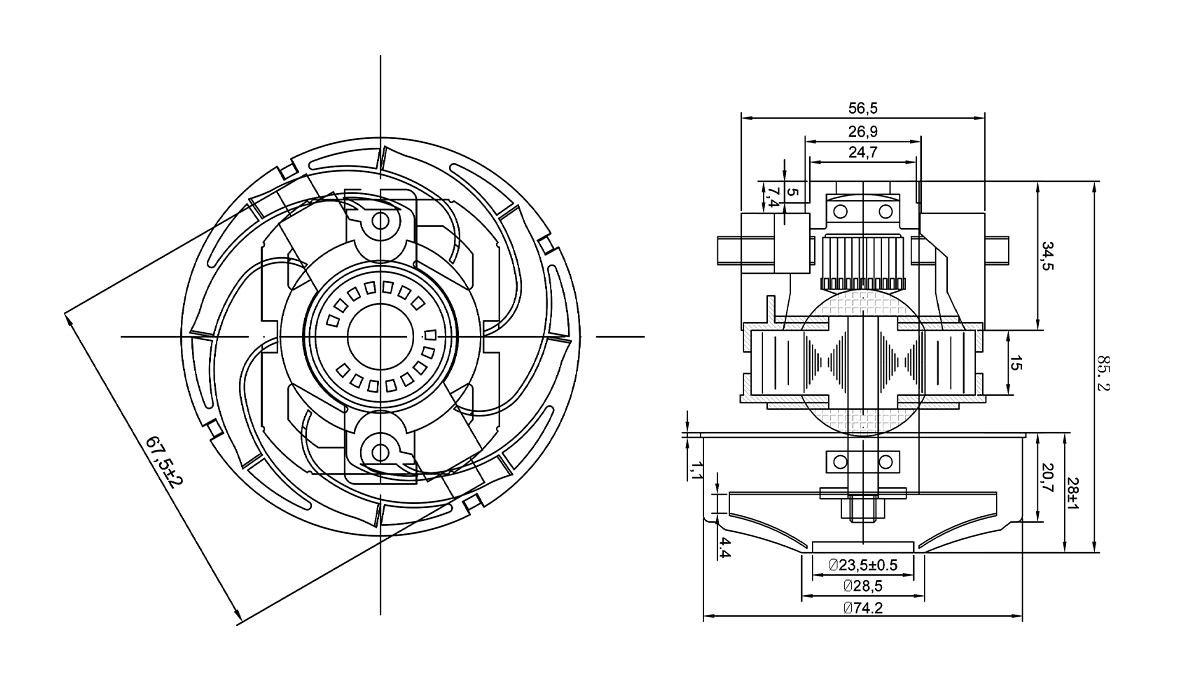 74mm 迷你交流单相同步吸尘电机-888集团