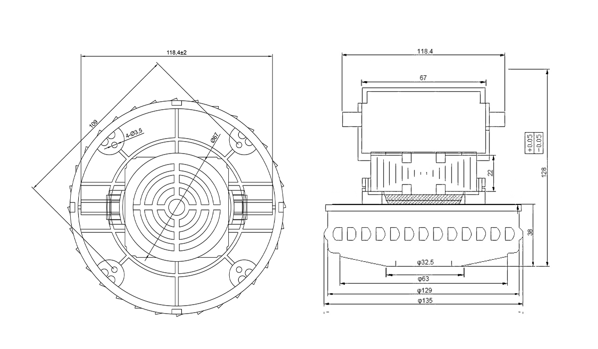 135mm扫地机马达 应用于干湿两用吸尘器-888集团