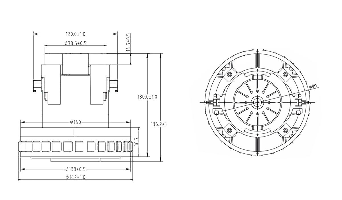 1600W低振动家用电动吸尘器电机-888集团